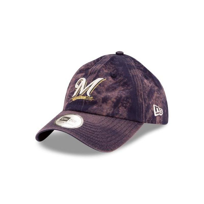 MLB Milwaukee Brewers Hand Brush Wash Casual Classic Adjustable (YMX1192) - Blue New Era Caps